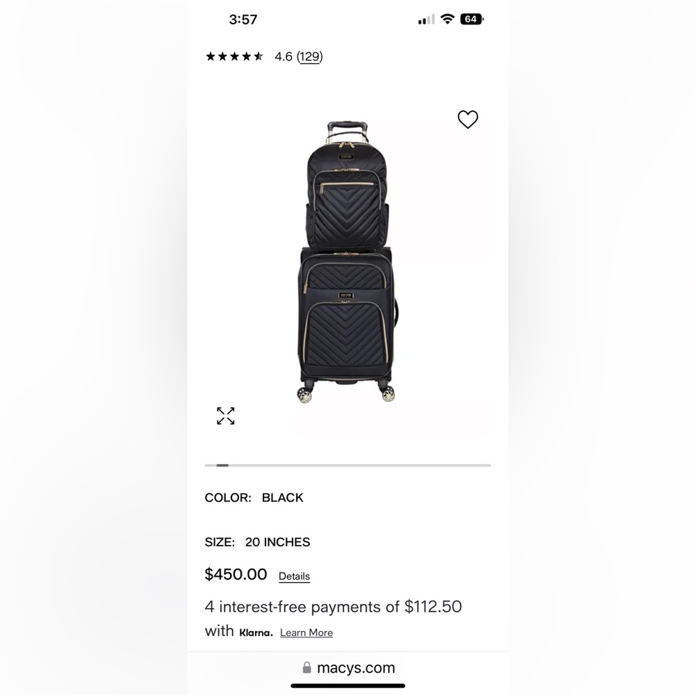 Kenneth Cole Chelsea 2pc carryon luggage set